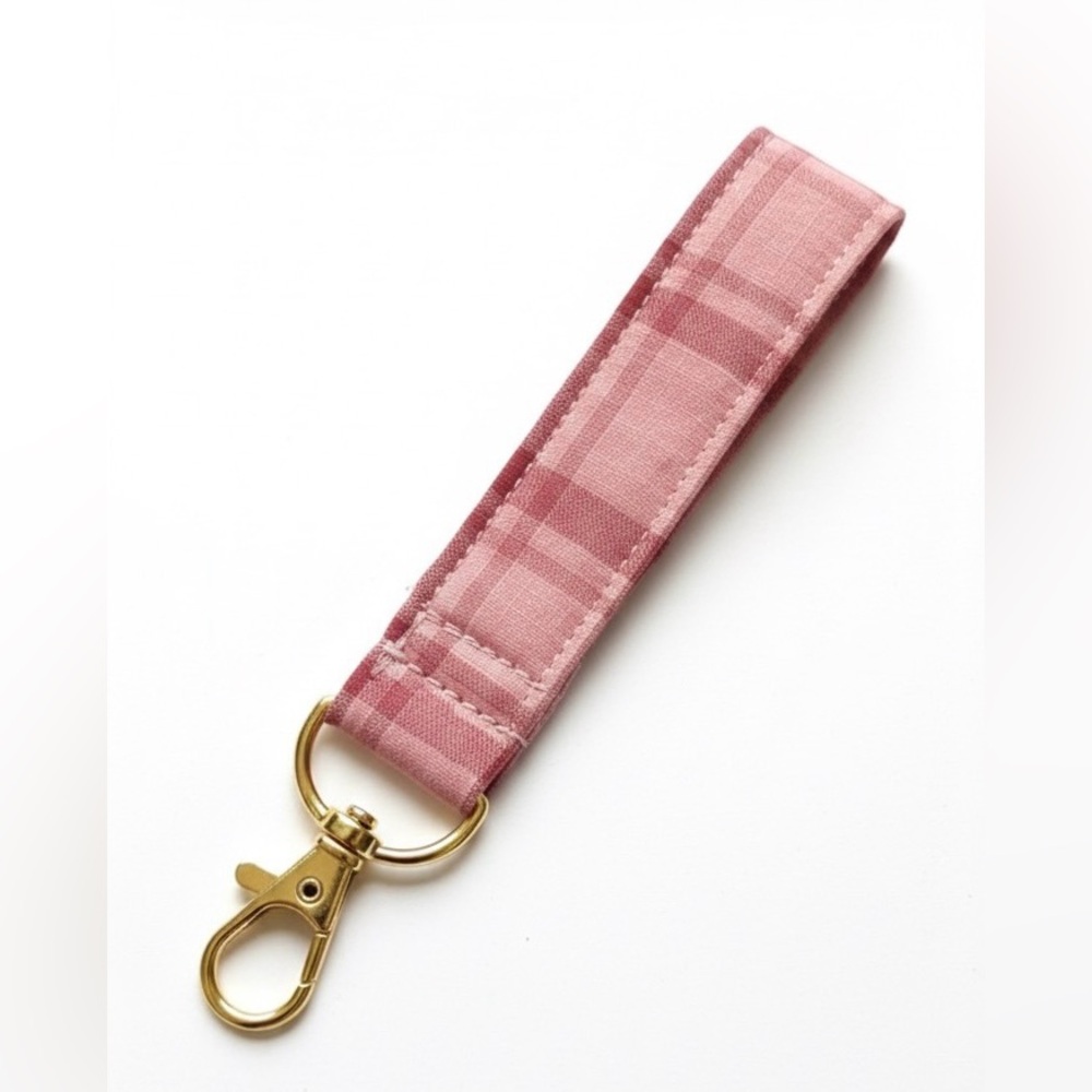 Chic Pink Plaid Keychain Wristlet
